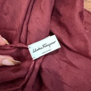 Authentic!! Salvatore Ferragamo Dusty Rose/ Burgundy Silk Scarf!!